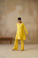 Noor Yellow Drape Top Set