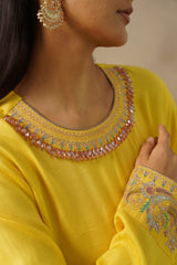 Noor Yellow Drape Top Set