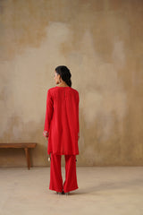 Noor Red Drape Top Set