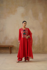 Noor Red Kali Suit Set with Dupatta