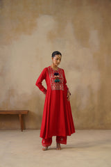 Noor Red Kali Suit Set with Dupatta