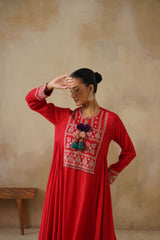 Noor Red Kali Suit Set with Dupatta