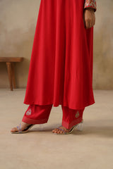 Noor Red Kali Suit Set with Dupatta