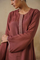 Noor Brown Kashmiri Kurta Set with Dupatta
