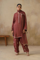 Noor Brown Kashmiri Kurta Set with Dupatta