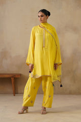 Noor Yellow Kashmiri Kurta Set with Dupatta