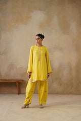 Noor Yellow Kashmiri Kurta Set with Dupatta