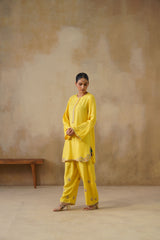 Noor Yellow Kashmiri Kurta Set with Dupatta