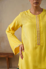 Noor Yellow Kashmiri Kurta Set with Dupatta