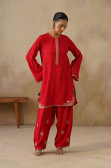 Noor Red Kashmiri Kurta Set with Dupatta