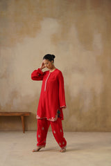 Noor Red Kashmiri Kurta Set with Dupatta