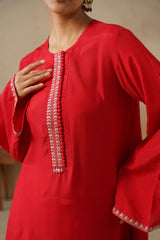 Noor Red Kashmiri Kurta Set with Dupatta