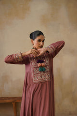 Noor Brown Kali Suit Set with Dupatta