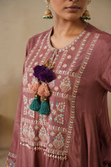 Noor Brown Kali Suit Set with Dupatta