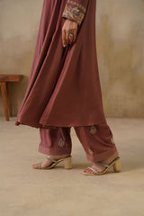 Noor Brown Kali Suit Set with Dupatta