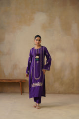 Noor Purple Straight Suit Set with Dupatta