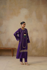 Noor Purple Straight Suit Set with Dupatta