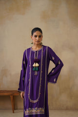 Noor Purple Straight Suit Set with Dupatta