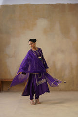 Noor Purple Straight Suit Set with Dupatta