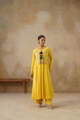 Noor Yellow Kali Suit Set with Dupatta