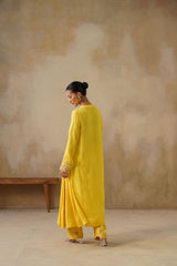 Noor Yellow Kali Suit Set with Dupatta