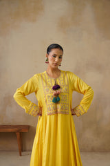 Noor Yellow Kali Suit Set with Dupatta