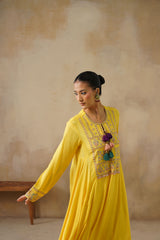 Noor Yellow Kali Suit Set with Dupatta