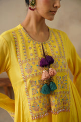 Noor Yellow Kali Suit Set with Dupatta