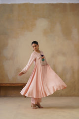 Noor Pink Kali Suit Set with Dupatta