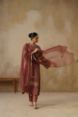 Noor Brown Straight Suit Set with Dupatta