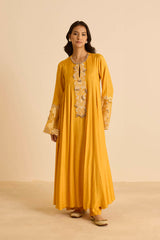 Sukoon Orange SideKali Suit Set with Dupatta