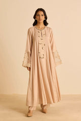 Sukoon Peachy Beige SideKali Suit Set with Dupatta