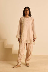 Sukoon Peachy Beige Organza Top Set