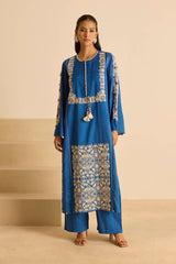 Sukoon Blue Front Panel suit with Dupatta