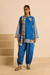 Sukoon Blue Organza Top Set