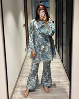 Peher Falak Set - Blue Back Kali suit set