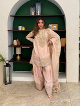 Zyra Blush Pink Short Shirt Farsi Salwar Set with Dupatta