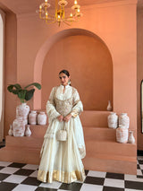 Zyra Off White Waistcoat Suit Set with Dupatta