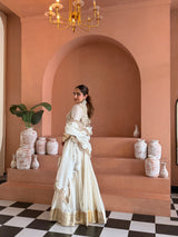 Zyra Off White Waistcoat Suit Set with Dupatta