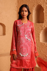 Sindoor Red Kashmiri Kurta Set with Dupatta