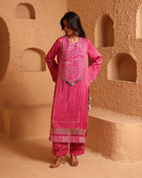 Rani Pink Straight Suit Set with Dupatta