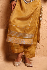 Ochre Straight Suit Set with Dupatta