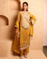 Ochre Straight Suit Set with Dupatta