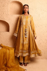 Ochre Sidekali Suit Set with Dupatta