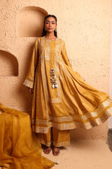 Ochre Sidekali Suit Set with Dupatta