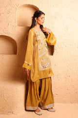 Ochre Kashmiri Kurta Set with Dupatta