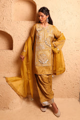 Ochre Kashmiri Kurta Set with Dupatta