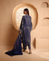 Midnight Blue Straight Suit Set with Dupatta