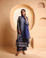 Midnight Blue Straight Suit Set with Dupatta