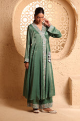 Jade Green Anrakha Set with Dupatta